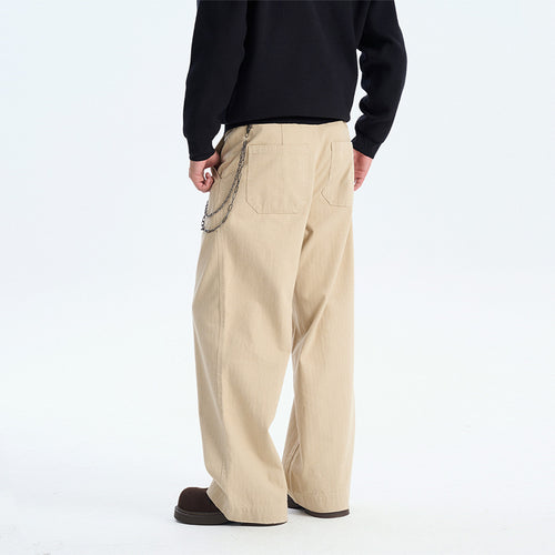 Casual Straight Fit Long Pants for Men, Solid Color Drape Suit Trousers, Trendy Couple Wear